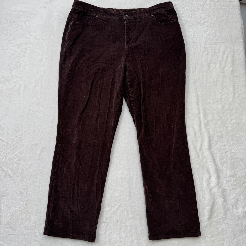Style & Co Pants Women 16W Brown Corduroy Straight Leg Mid Rise Stretch Casual